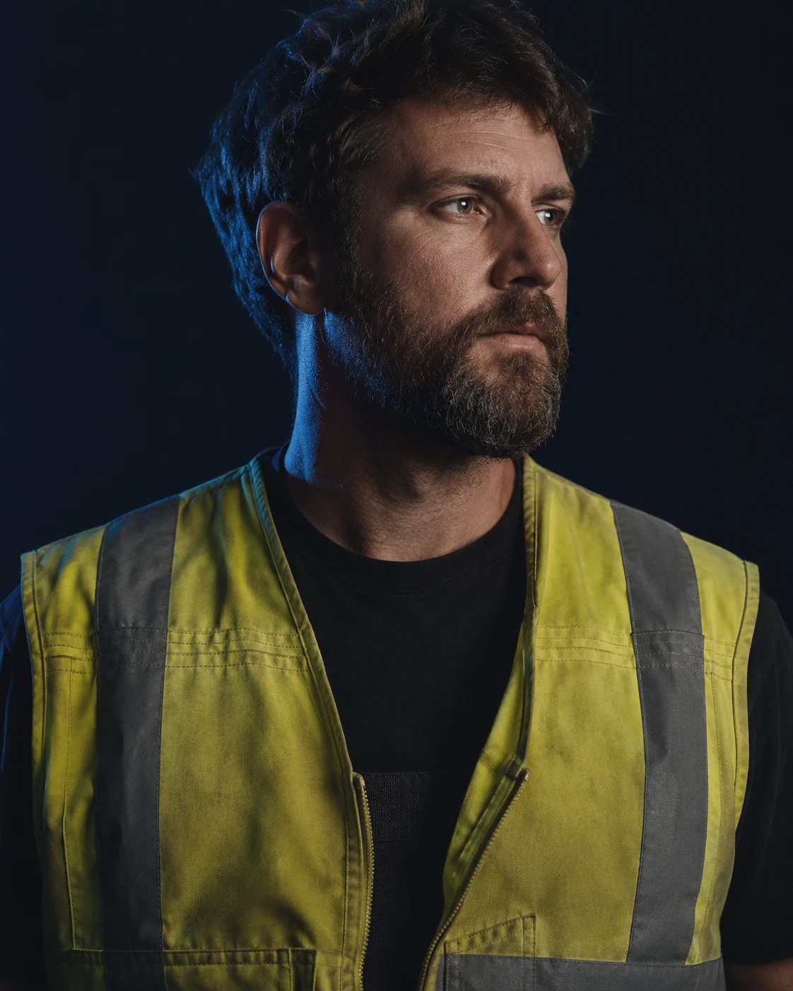 Industrial worker in hi-vis safety vest